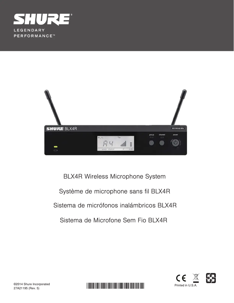 Página 1 del manual Manual de usuario Shure BLX14RE