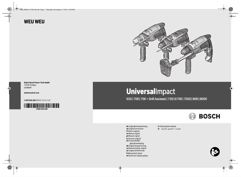 Page n°1 - Manuel utilisateur Bosch UniversalImpact 800