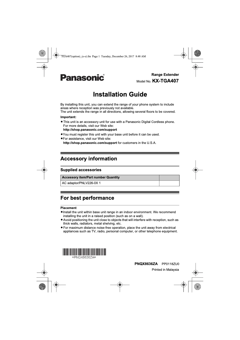 Página 1 del manual Manual de usuario Panasonic KX-TGA407