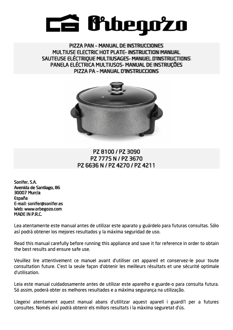 Page n°1 - Manuel utilisateur Orbegozo PZ 4270
