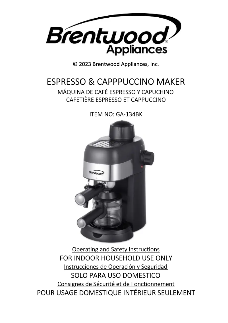 Page n°1 - Manuel utilisateur Brentwood GA-134BK