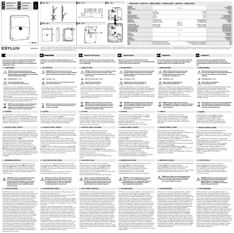 Page n°1 - Manuel utilisateur Esylux CDS-A/N