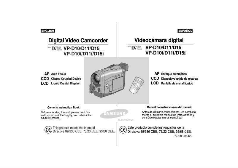 Page 1 de la notice Manuel utilisateur Samsung VP-D11