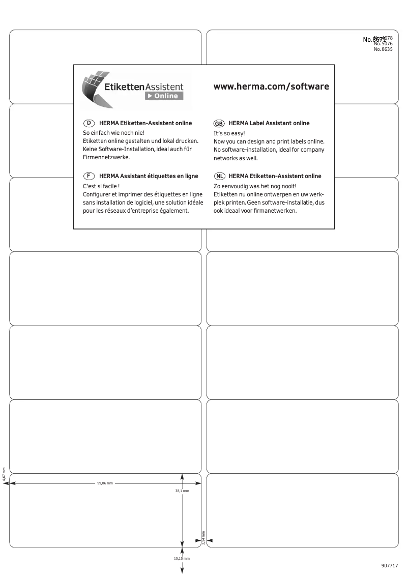 Page 1 de la notice Manuel utilisateur Herma 8671