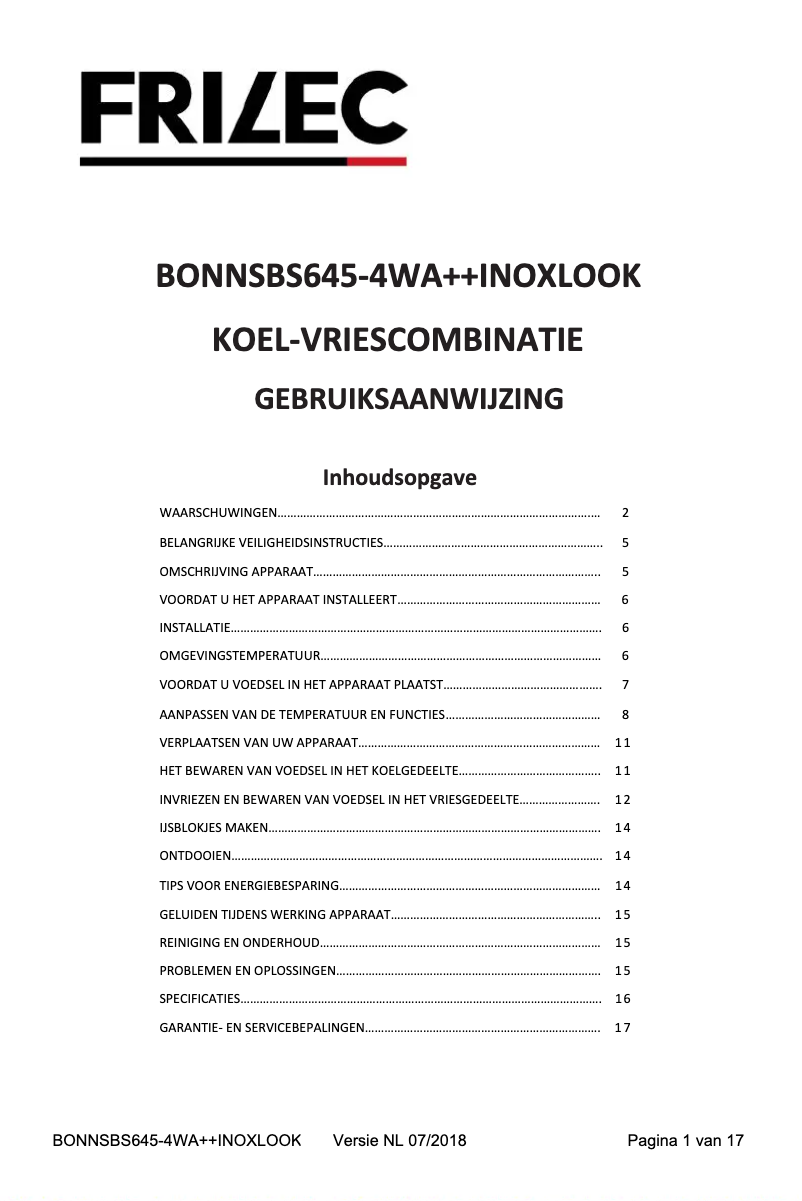 Image de la première page du manuel de l'appareil BONNSBS646-4A++