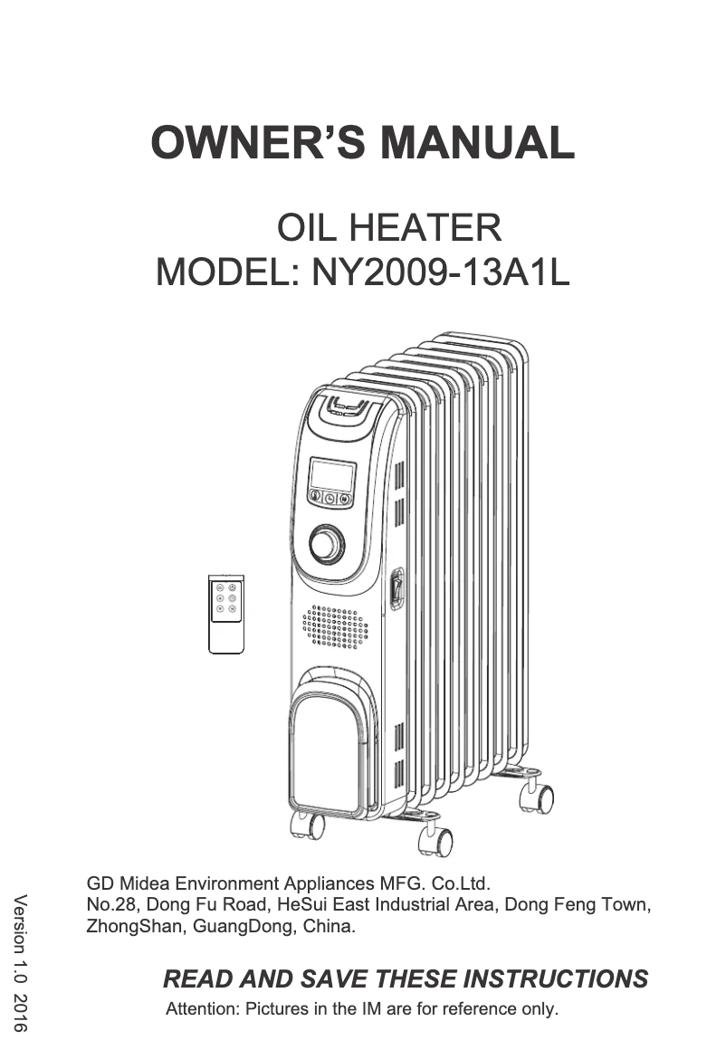 Page n°1 - Manuel utilisateur Midea NY2009-13A1L