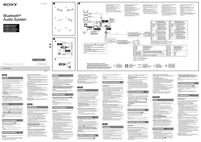Page 1 de la notice Guide d'installation Sony MEX-BT3100U