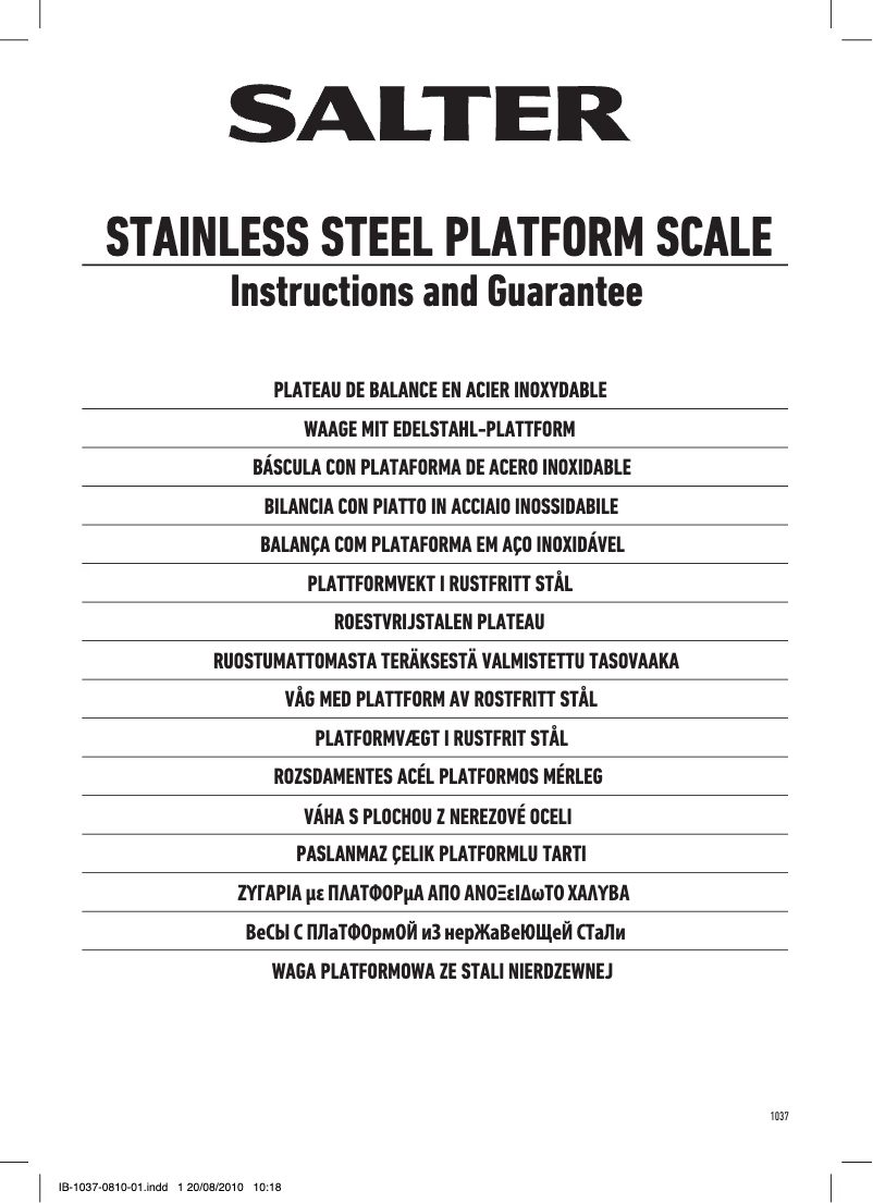 Page 1 de la notice Manuel utilisateur Salter 1037
