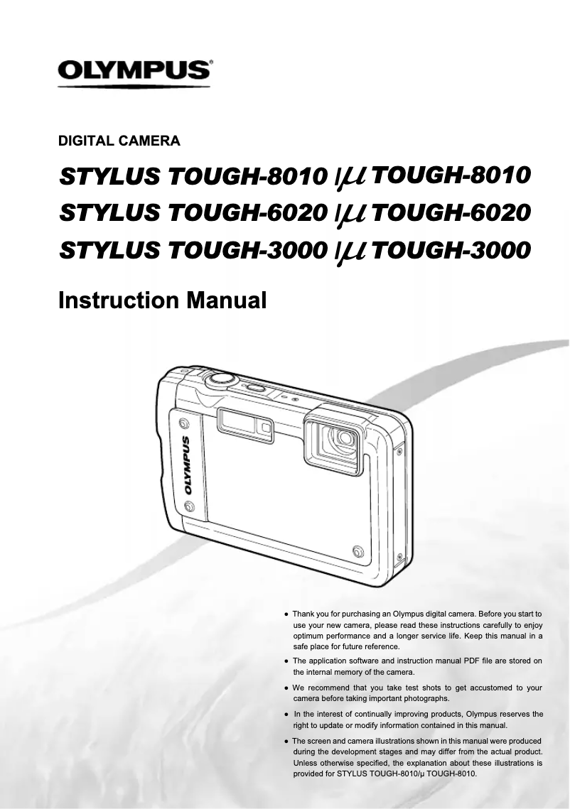 Image de la première page du manuel de l'appareil Stylus Tough 8010