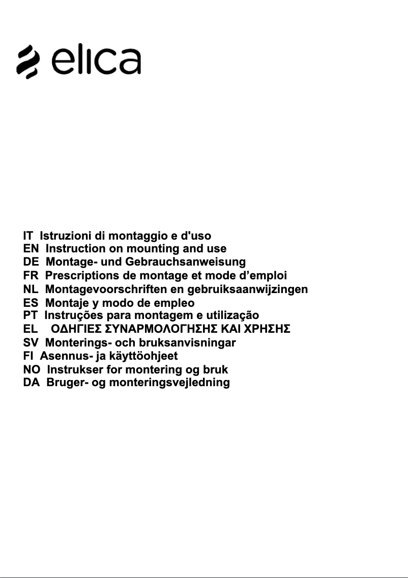 Page n°1 - Manuel utilisateur Elica PRF0144972