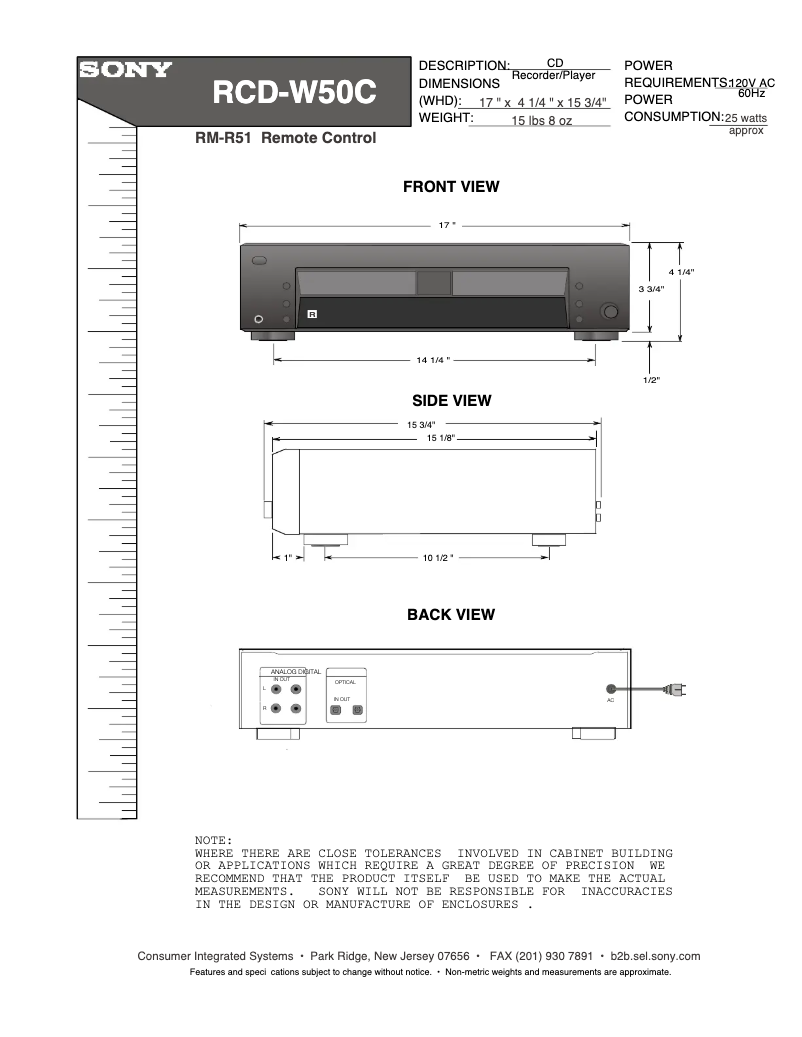 Page 1 de la notice Guide d'installation Sony RCD-W50C