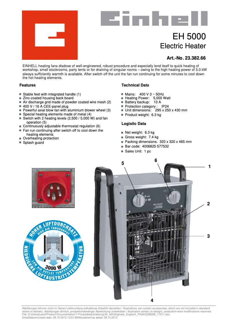 Page n°1 - Manuel utilisateur Einhell EH 5000