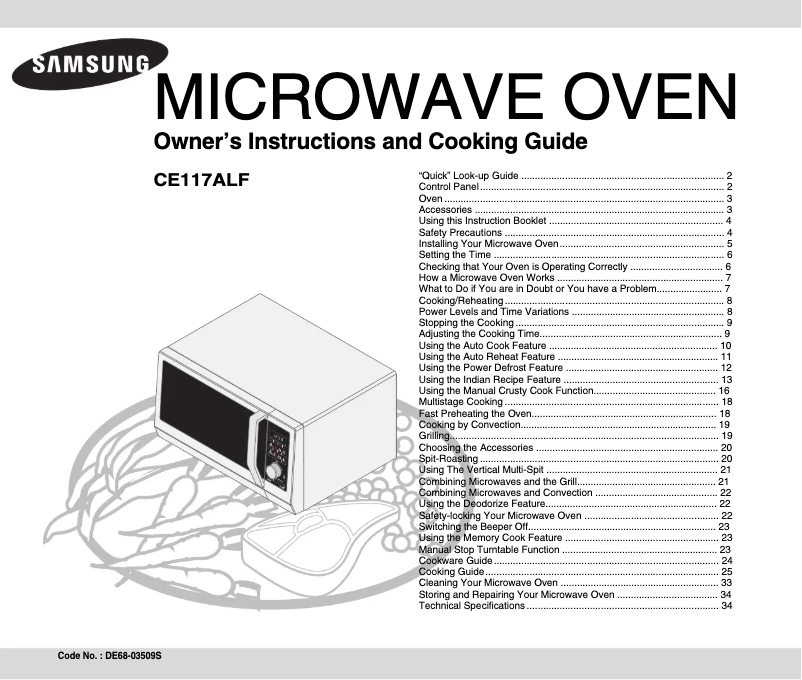 Page 1 de la notice Manuel utilisateur Samsung CE117ALF