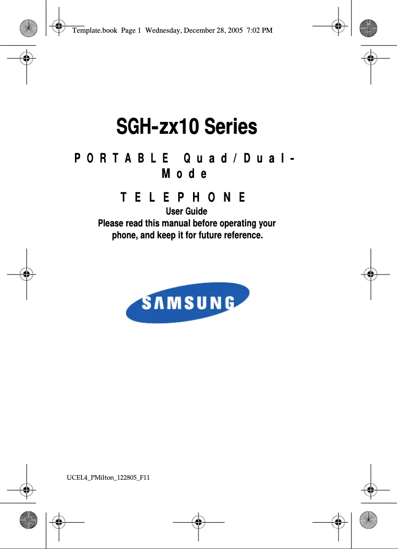 Image de la première page du manuel de l'appareil SGH-ZX10