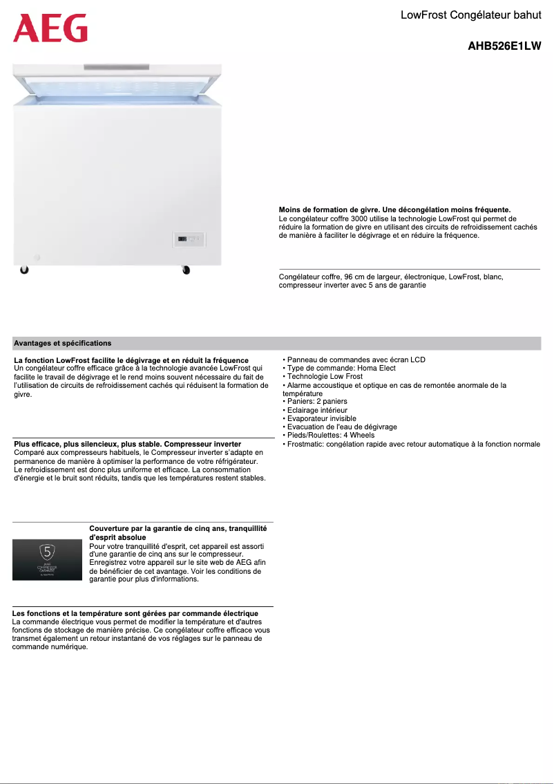 Página 1 del manual Ficha técnica AEG AHB526E1LW