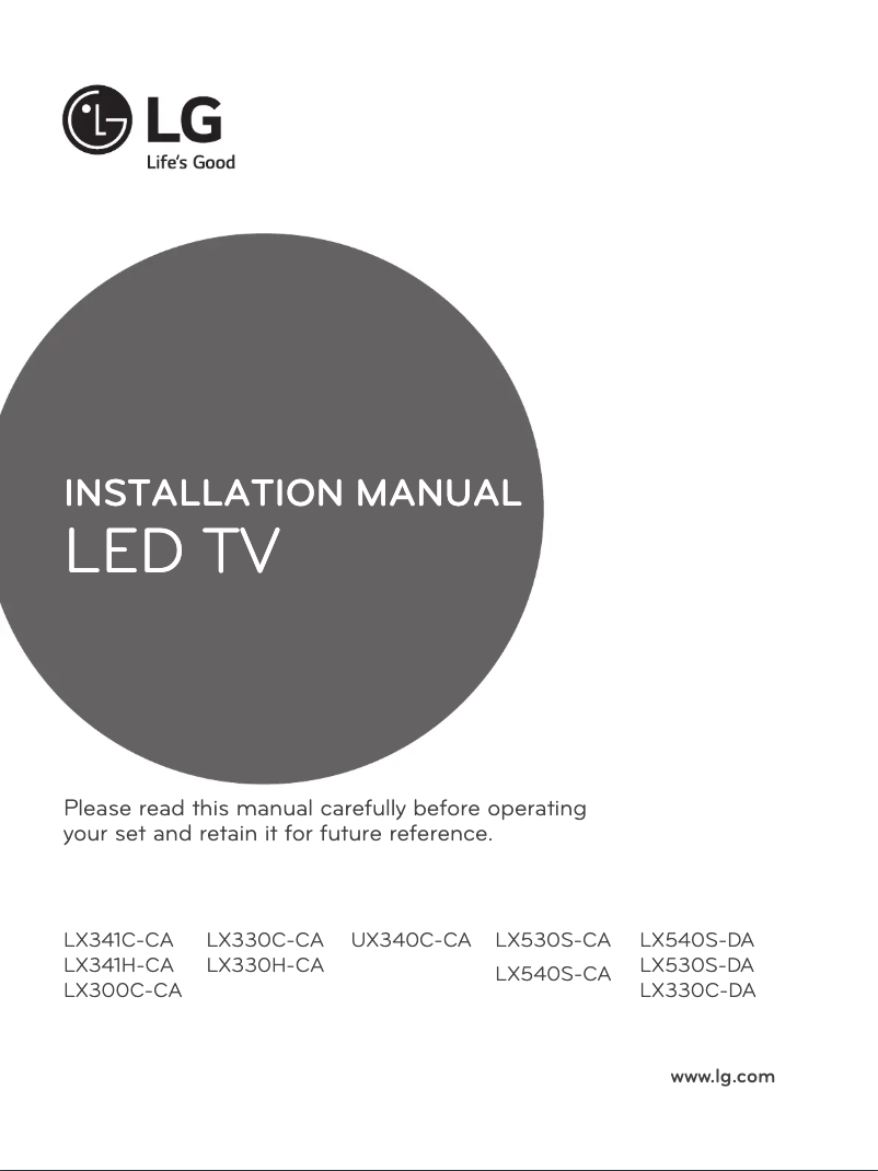 Page n°1 - Guide d'installation LG 55LX341C