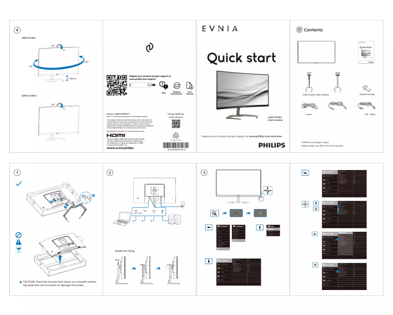 Page 1 of the manual Quick Start Guide Philips 32M1C5500VL