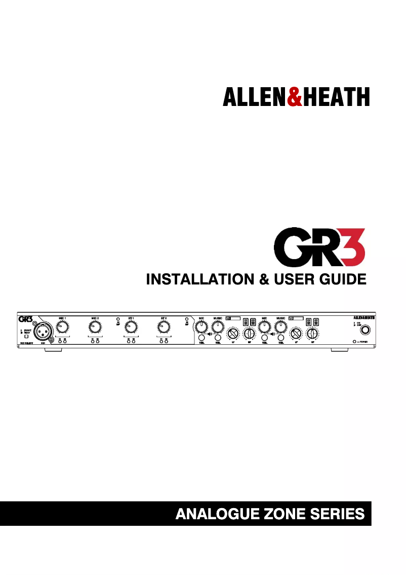 Page n°1 - Manuel utilisateur Allen & Heath GR3