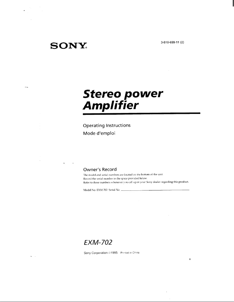 Page n°1 - Manuel utilisateur Sony EXM-702