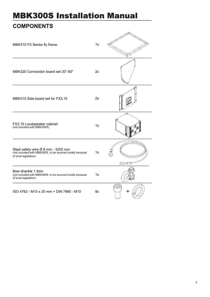Page 1 de la notice Manuel utilisateur Audac MBK300S