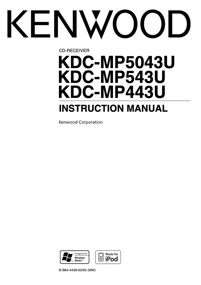 Image de la première page du manuel de l'appareil KDC-MP543U