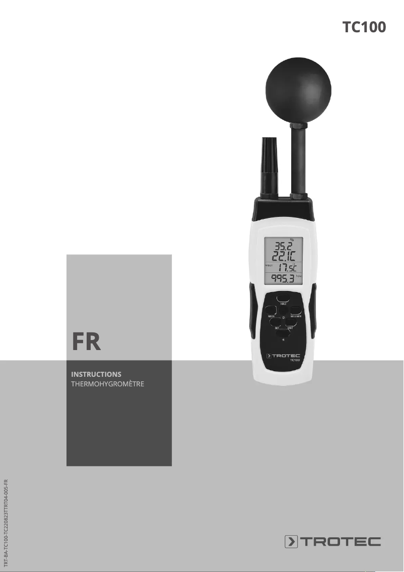 Image de la première page du manuel de l'appareil TC100