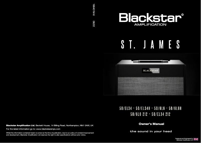 Page 1 de la notice Manuel utilisateur Blackstar St. James