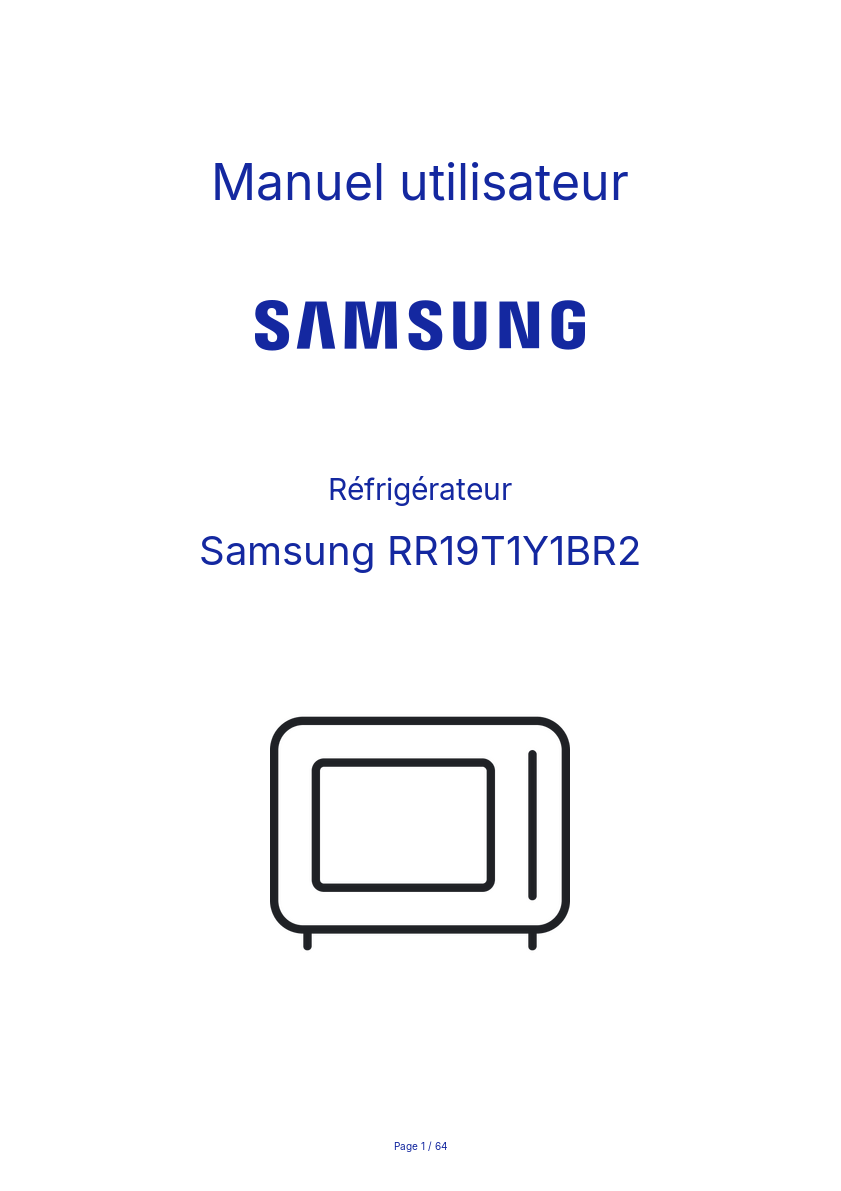 Page n°1 - Manuel utilisateur Samsung RR19T1Y1BR2