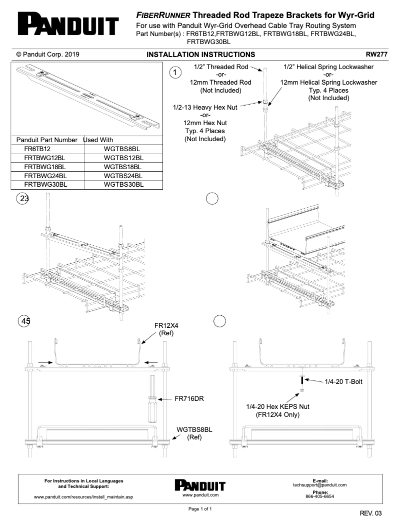 Page n°1 - Manuel utilisateur Panduit FRTBWG12BL