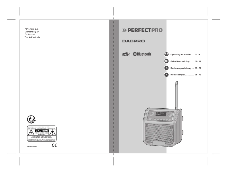 Page n°1 - Manuel utilisateur PerfectPro DAB+ Pro