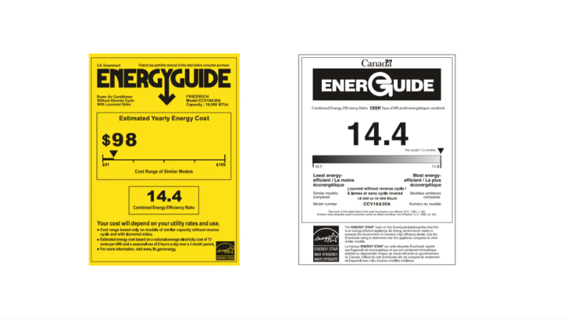 Page 1 de la notice Label énergétique Friedrich Chill Premier Inverter CCV18A30A