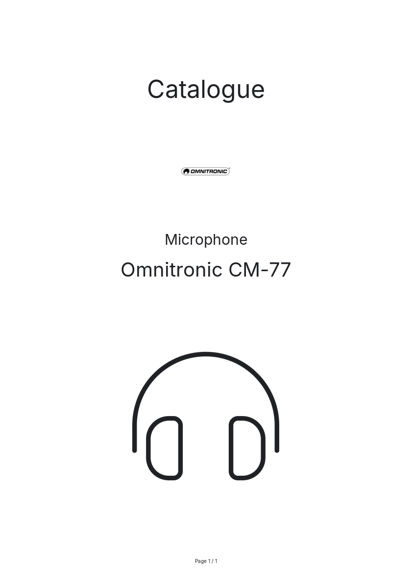 Page n°1 - Catalogue Omnitronic CM-77