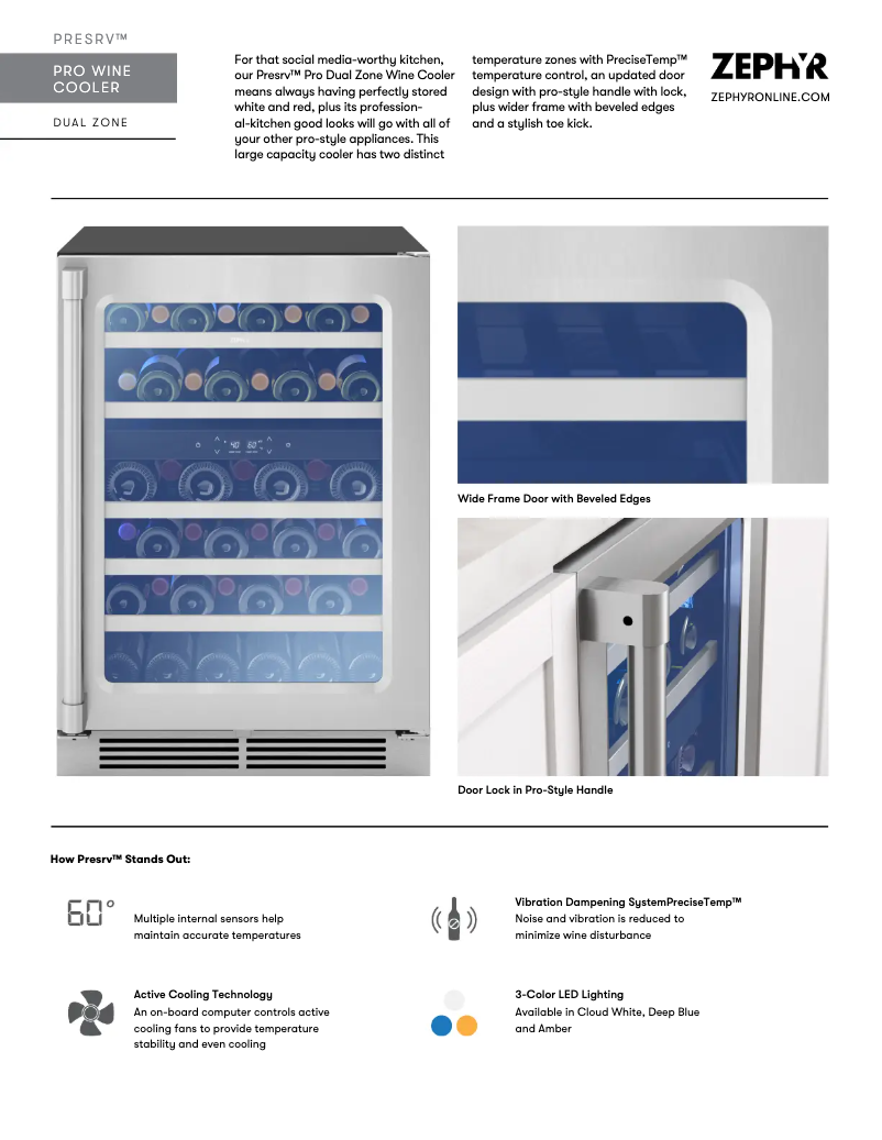 Page 1 de la notice Fiche technique Zephyr Presrv PRPW24C02AG