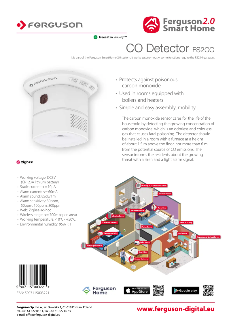 Page 1 de la notice Fiche technique Ferguson FS2CO
