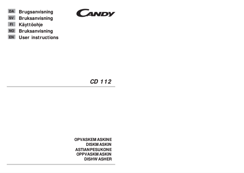 Page 1 de la notice Manuel utilisateur Candy CD112-86S