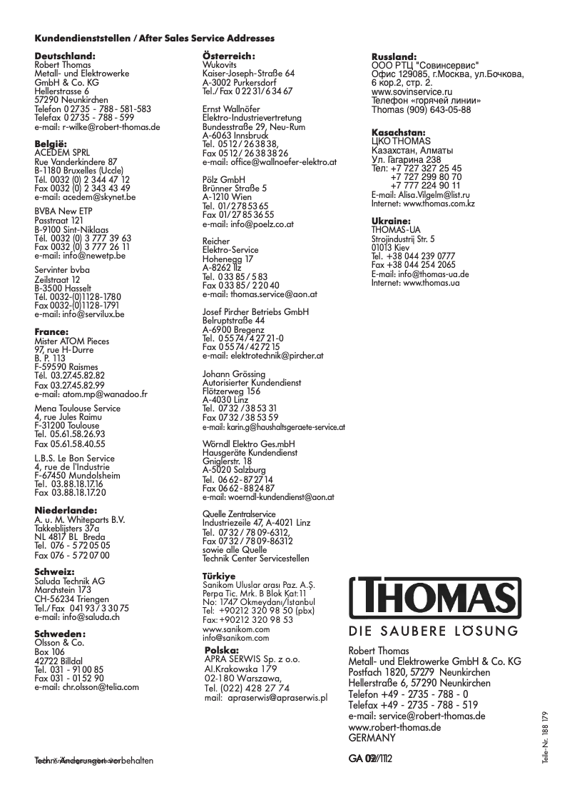 Page 1 de la notice Manuel utilisateur Thomas Twin T2 Aquafilter