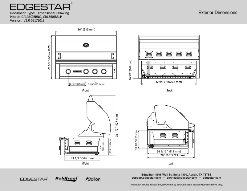 Page n°1 - Fiche technique EdgeStar GRL360IBBLP
