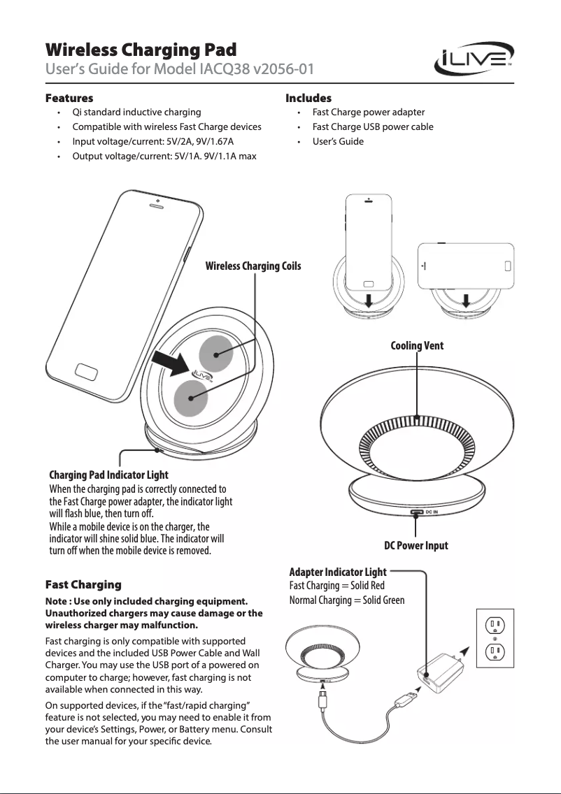 Page 1 de la notice Manuel utilisateur iLive IACQ38B