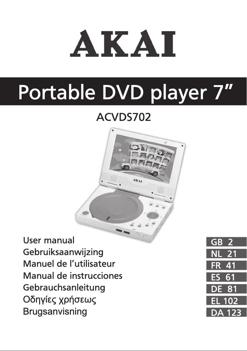 Page 1 de la notice Manuel utilisateur AKAI ACVDS702GN