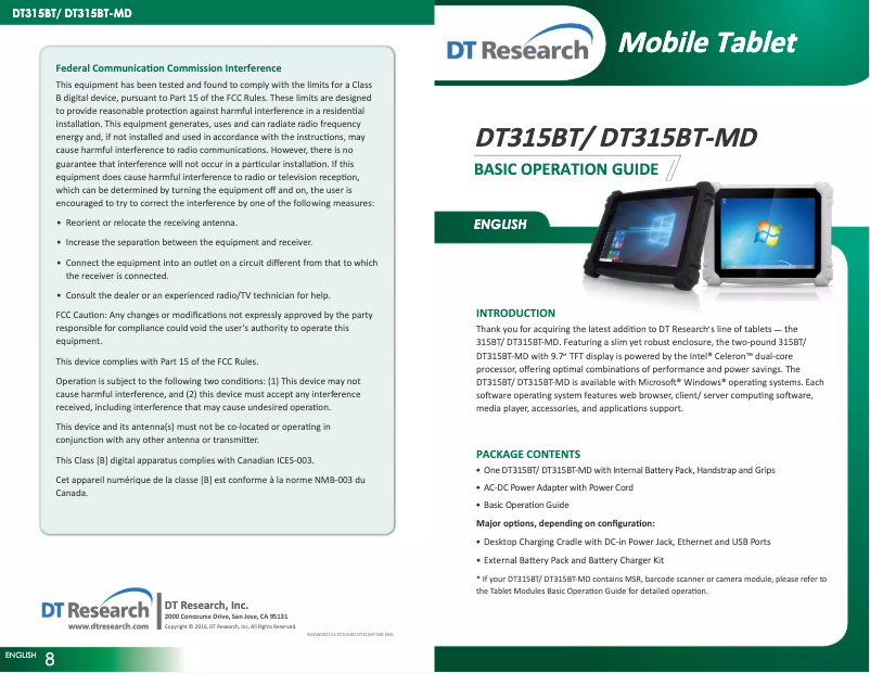 Image de la première page du manuel de l'appareil DT315BT