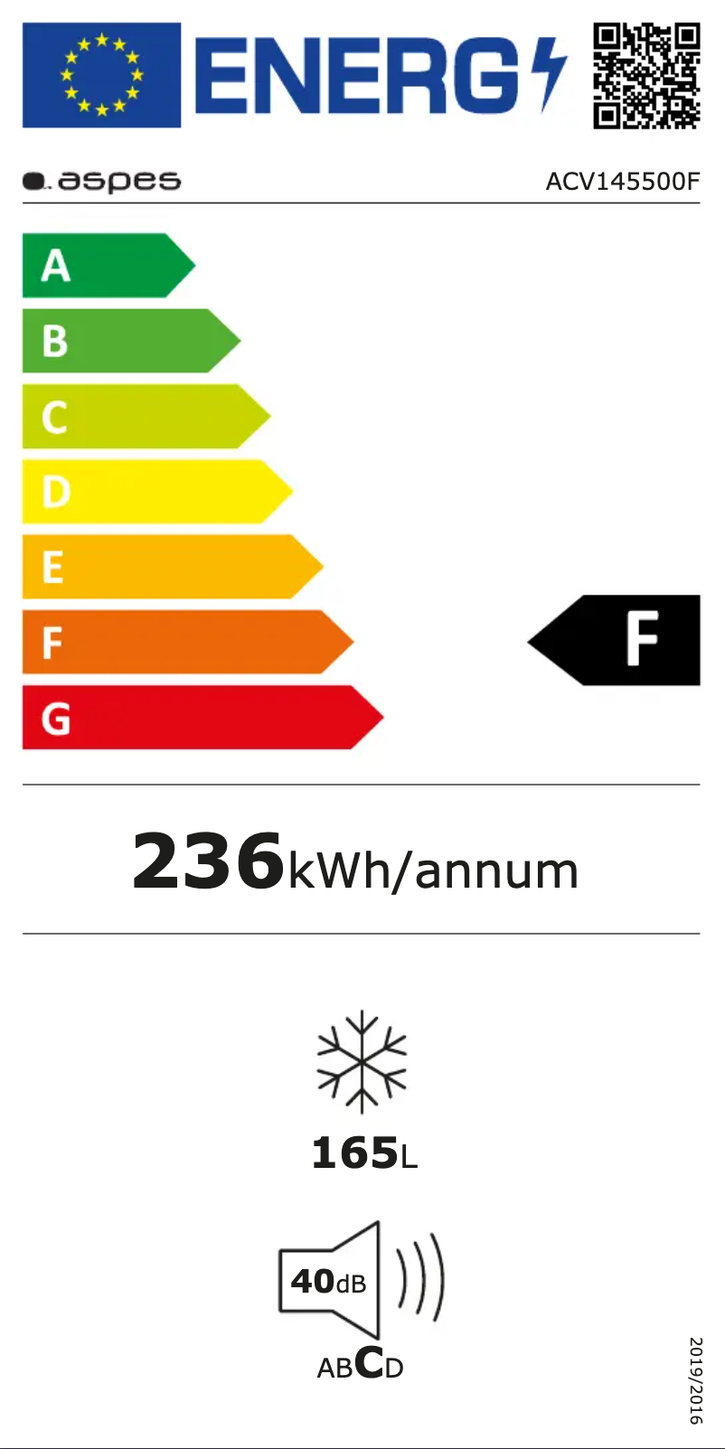 Page n°1 - Label énergétique Aspes ACV145500F