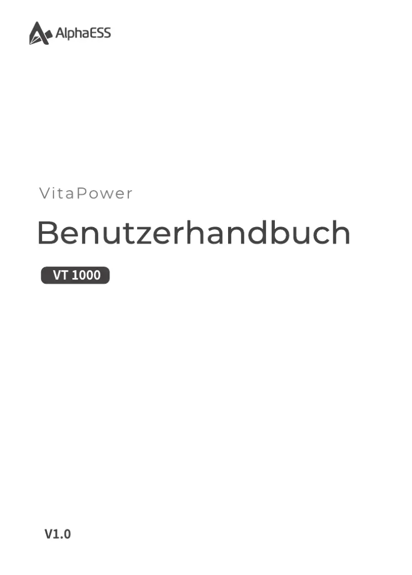 Page 1 de la notice Manuel utilisateur Alpha ESS VitaPower VT1000