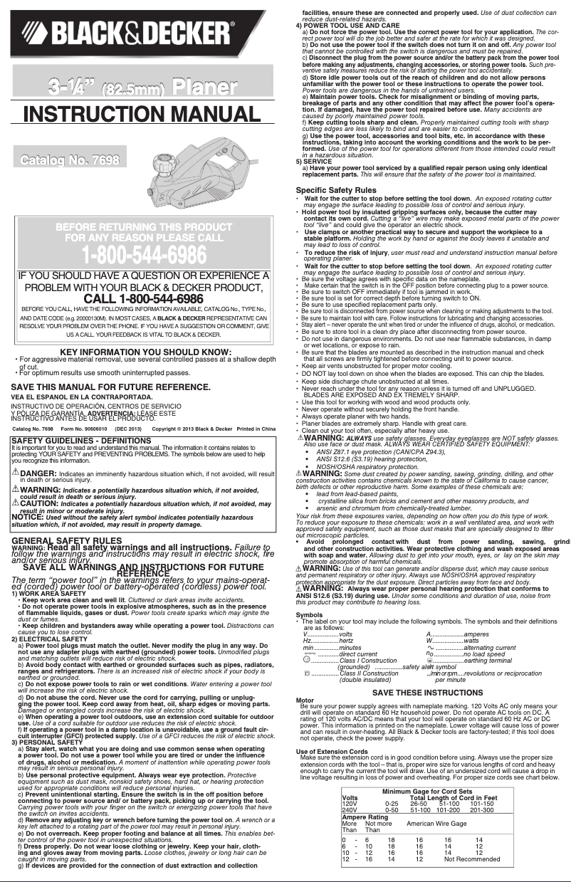 Page 1 de la notice Manuel utilisateur Black & Decker 7698