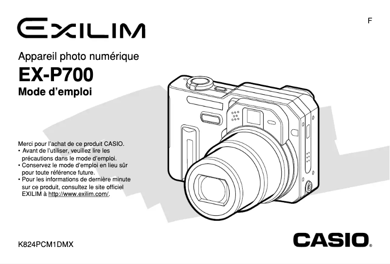 Page 1 de la notice Manuel utilisateur Casio Exilim EX-P700