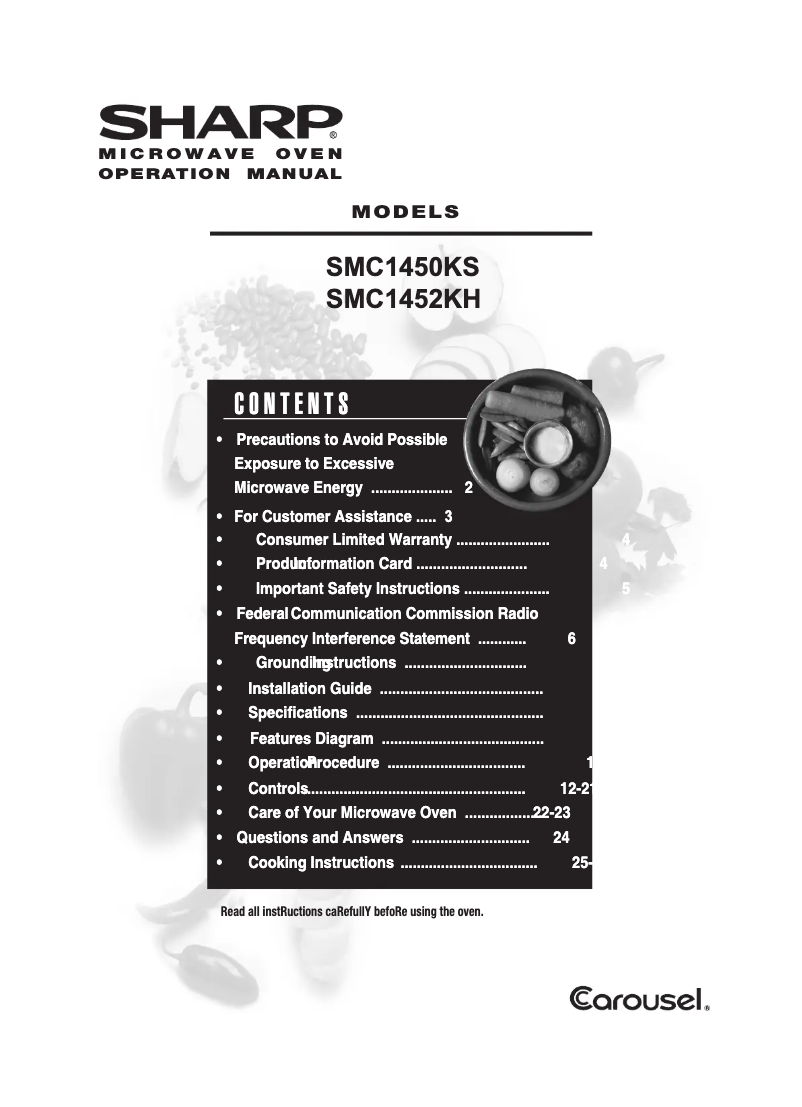 Page n°1 - Manuel utilisateur Sharp SMC1452KH