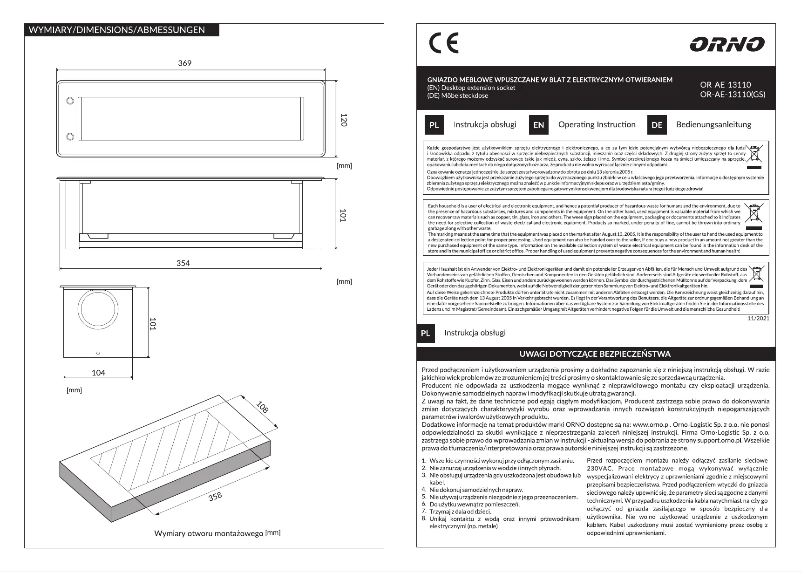 Image de la première page du manuel de l'appareil OR-AE-13110