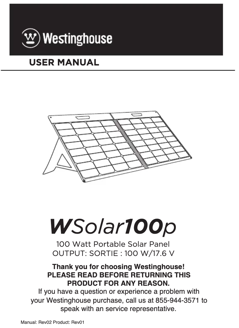 Page 1 de la notice Manuel utilisateur Westinghouse WSolar100p