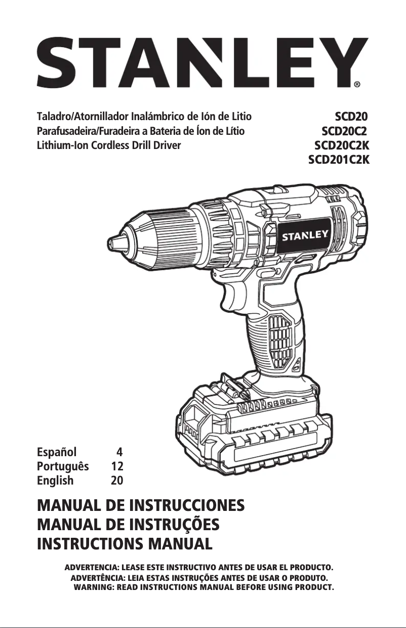 Page n°1 - Manuel utilisateur Stanley SCD201C2K