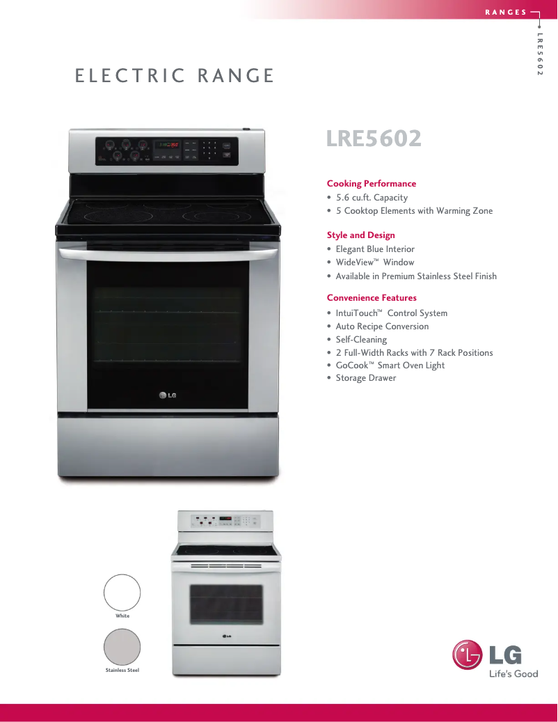 Página 1 del manual Ficha técnica LG LRE5602SS