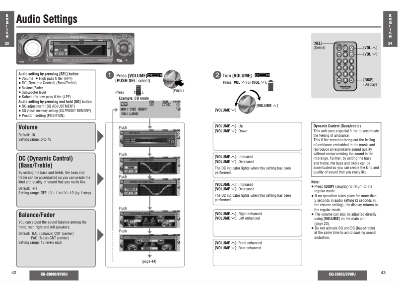 Page n°1 - Manuel utilisateur Panasonic CQ-C9700U